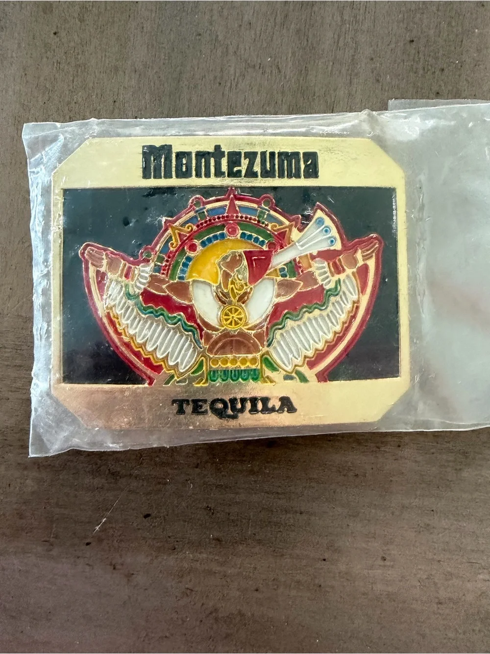 Vintage Montezuma Tequila Aztec Eagle Warrior Belt Buckle New In Package